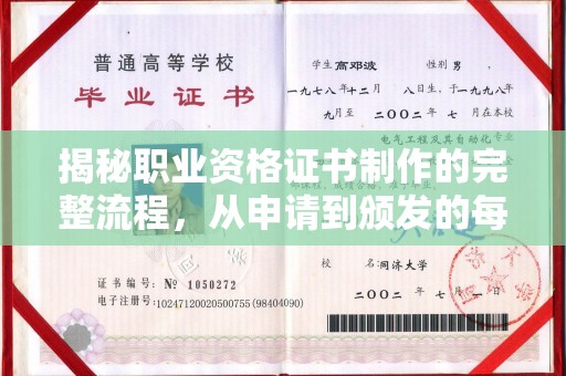 卫滨揭秘职业资格证书制作的完整流程，从申请到颁发的每一步